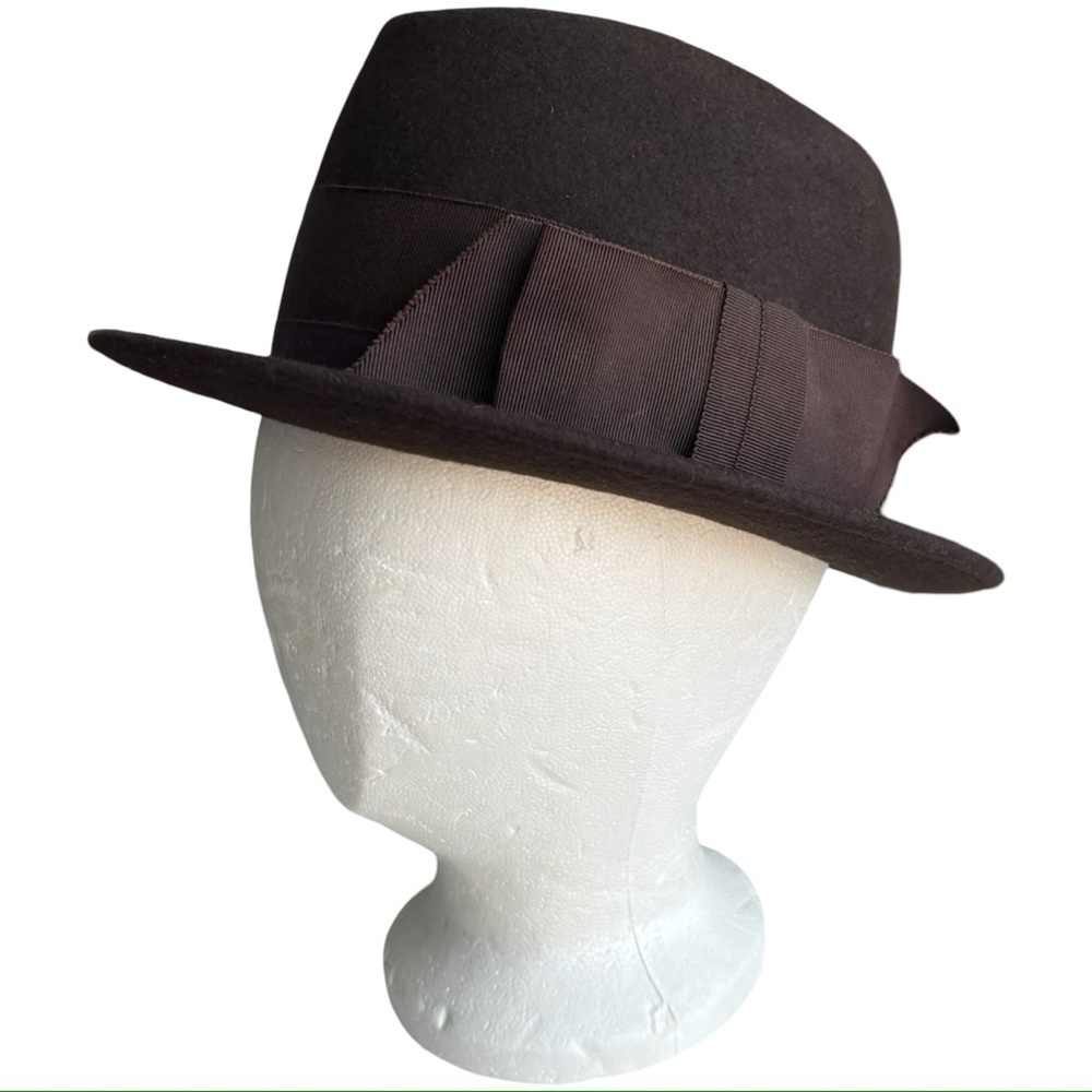 Neumann Endler Fair Field Felts Brown Wool Fedora Hat Vintage - 21.5”